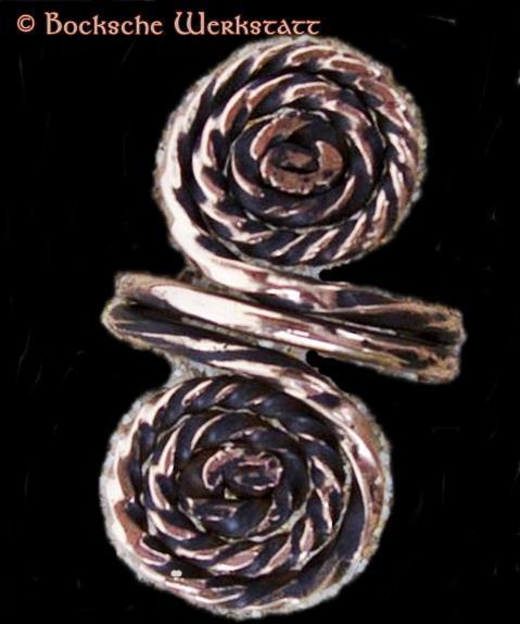 Ring out of bronze with two spirals