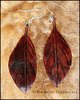 Leather leaf earrings - wide form