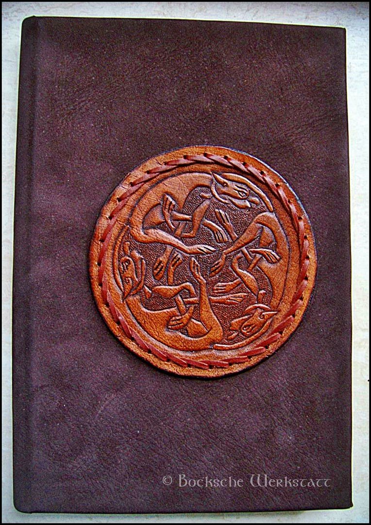 Leather cover/book cover - Celtic Dogs