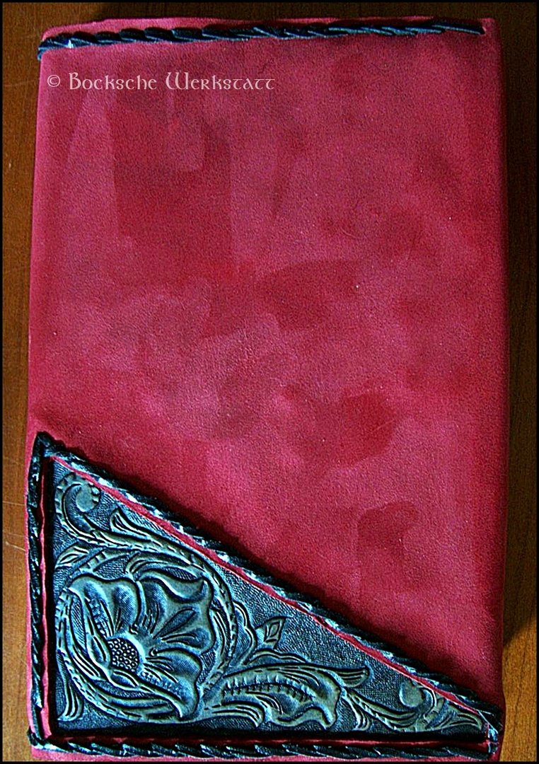 Leather cover/book cover - red-black