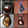 Leather jewelry-pendant in stone and leather