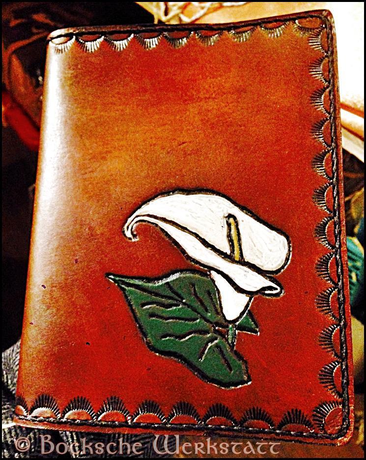 Leather cover/book cover - flower